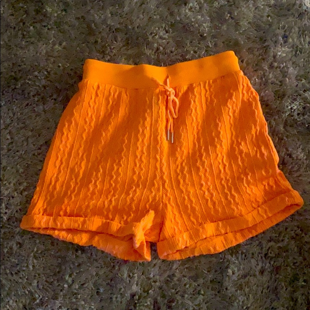 SHEIN  coral high waisted knitted shorts